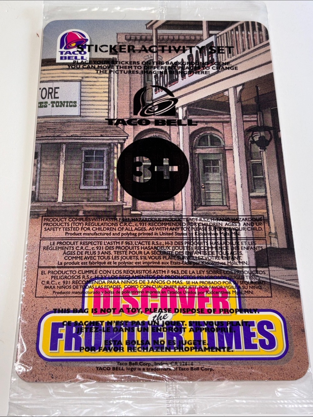 Discover Frontier Times Taco Bell 2001 Sticker Activity Set Kids Meal Toy Retro
